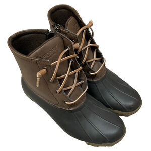 Sperry Womens Duck Boots Size 8.5 EUR 39.5 Brown Leather Casual Waterproof